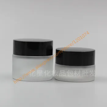 

5g/10g clear frosted glass cream jar with shiny black plastic cover,5/10 gram cosmetic jar,packing for sample/eye cream,mini jar