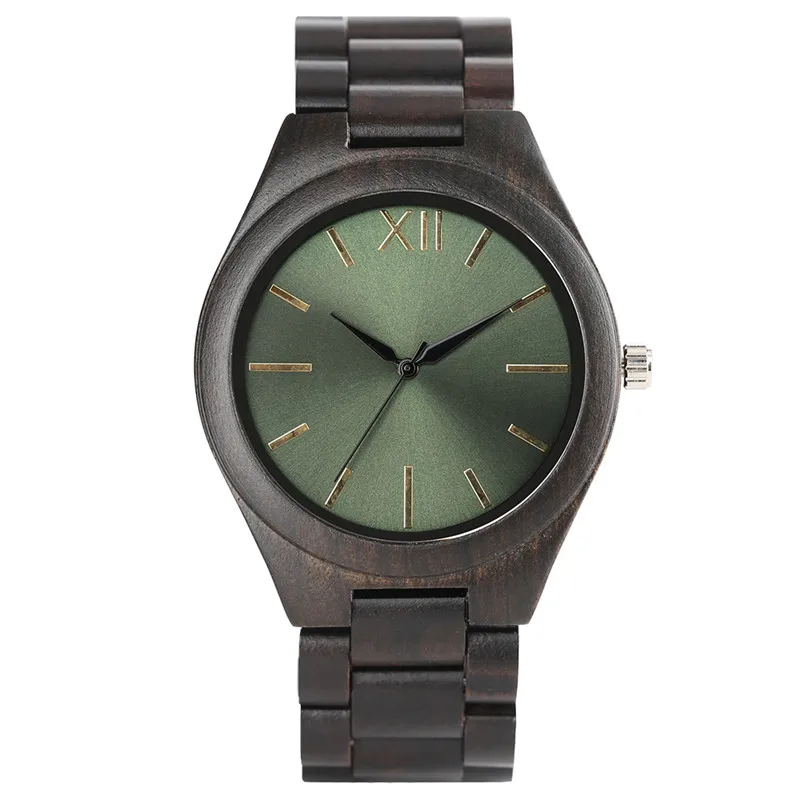 Fashion Cool Green Blue Yellow Men's Full Ebony Watch Bracelet Clasp Creative Unique Design Luxury Male Wood Watch Gift reloj