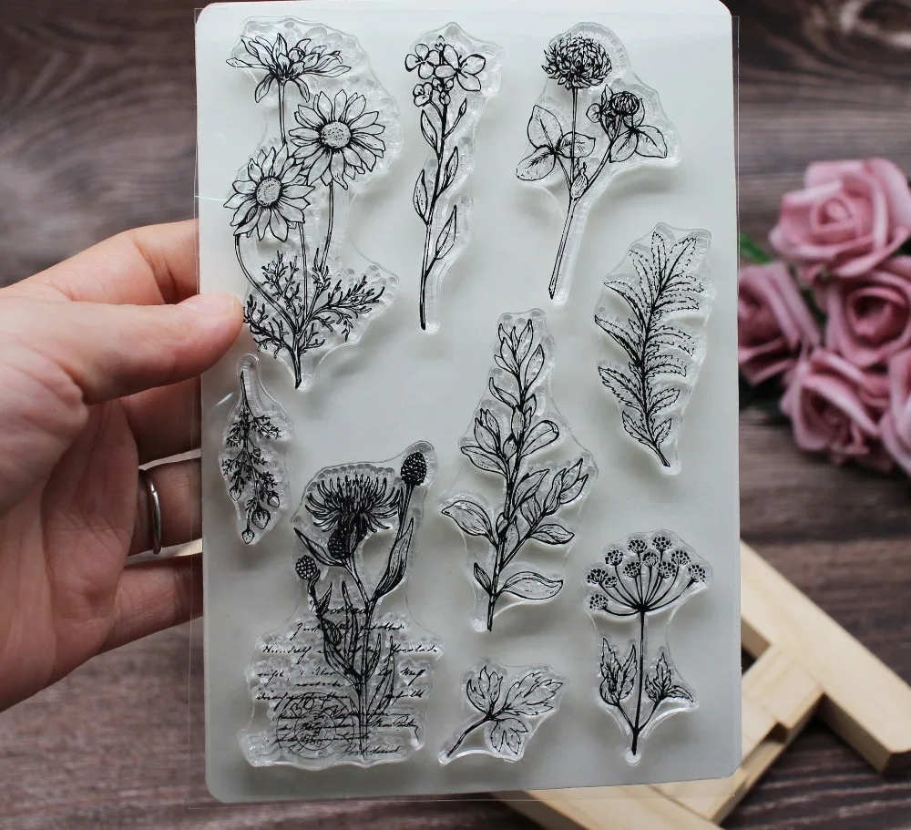 

Flower&leaves Transparent clear Stamp silicone/rubber Seal For Scrapbooking/Card Making/Kids Christmas Fun Decoration Supplies