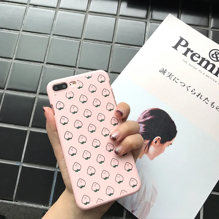 

Candy Color Peach Hearts Phone Case for iPhone X 7 8 6 6S Case Fashion Slim Hard PC Cases Lovely Cartoon Cover