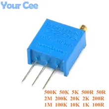 20 pçs 3296 trimmer potenciômetro 3296 w resistência ajustável resistor variável 101 102 103 104 105 201 202 203 204 501 500 502