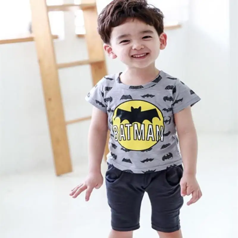 kids boys suits fashion batman 2 pieces sets top short boys clothing