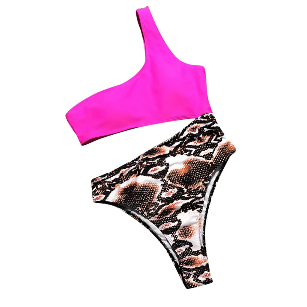 

Summer Women Sexy Snake One-Piece Beachsuist One Shoulder Bikini Set Push-Up Pad Swimwear Fashion Swimsuit Casual Beachwear