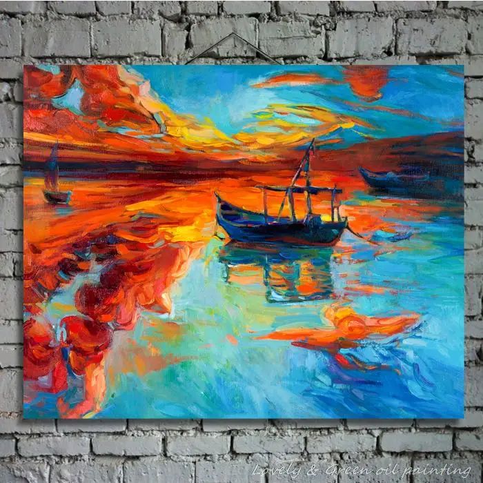 

Hand Painting Landscape Oil Painting On Canvas Painting The Setting Sun Is Beautiful Wall Pictures For Living Room Home Deco