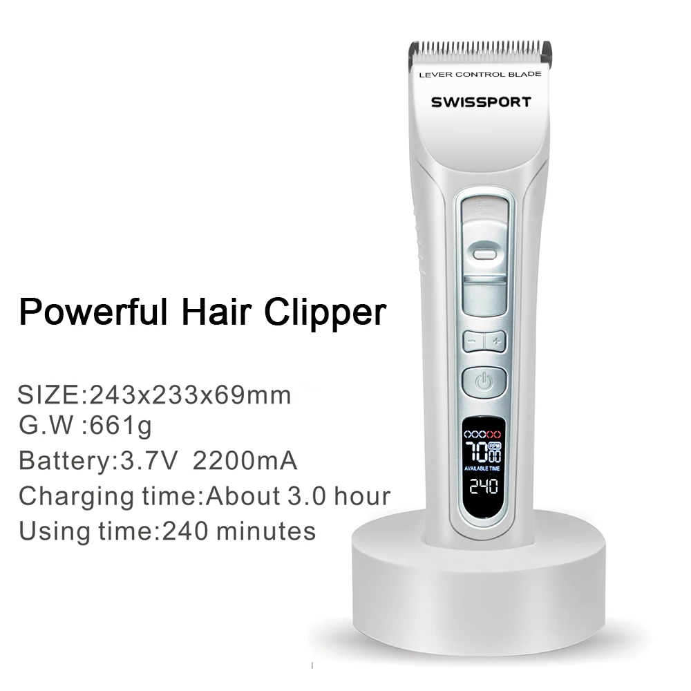 RUCHA Barber Electric Hair Clipper Rechargeable Hair Trimmer Titanium Ceramic Blade LCD Display Salon Men Hair Cutting Machine