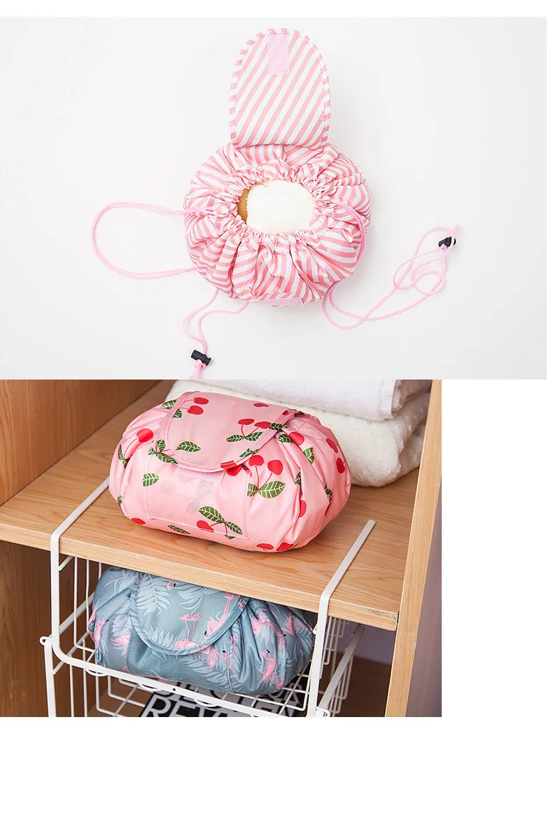 ZYJ Foldable Drawstring Travel Cosmetic Pouch Bags Portable Shoulder Makeup Storage Toiletry Beauty Case Organizer Bag Handbag (24)