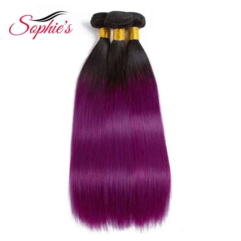 Sophie's Pre-colored Ombre Hair Bundles Weaves #T1B/Purple Color 4 Bundles Human Non-Remy Straight Brazilian Hair Extensions Sophie's Pre-colored Ombre Hair Bundles Weaves #T1B/Purple Color 4 Bundles Human Non-Remy Straight Brazilian Hair Extensions