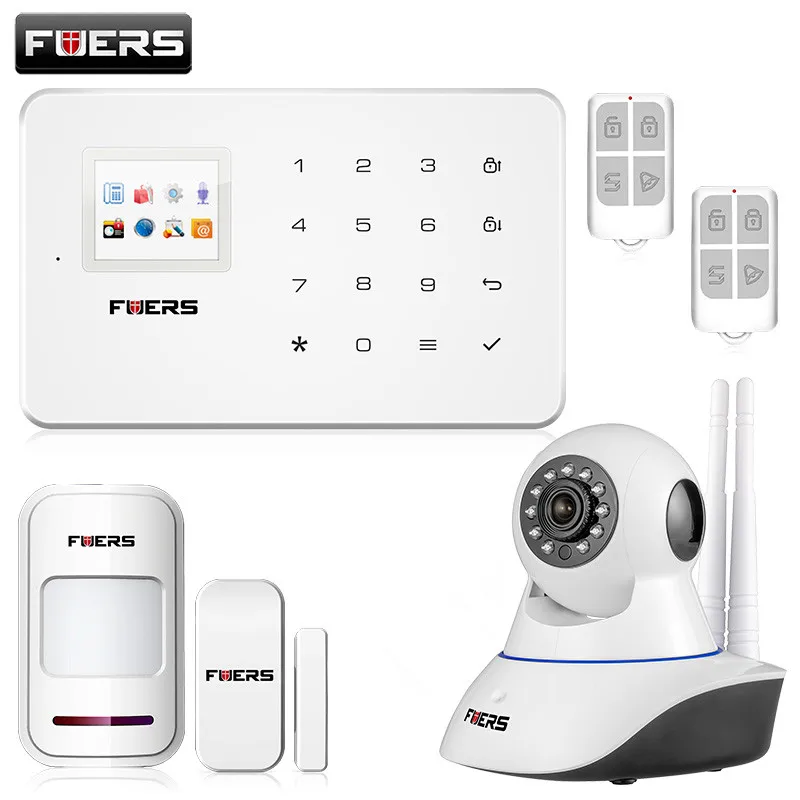

FUERS G18 Wireless GSM Home Security Alarm System DIY Kit APP Control Door Sensor Motion Detector Camera Alarm System DIY Kit