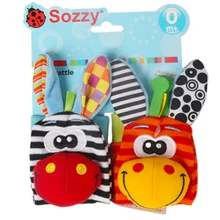 Sozzy-ensemble de hochets en peluche doux pour bébé, 4 pièces, hochet pied et poignet, jeux de dessins animés, jouets éducatifs pour le développement des nouveau-nés, idée cadeau pour enfants