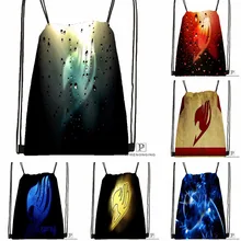 Пользовательские Fairy Tail Логотип дух Люси Drawstring сумка-рюкзак милый рюкзак дети сумка(черный назад) 31x40 см#180531-04-21