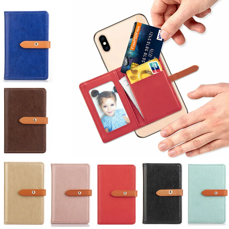 

Leather Card Sticker Pocket Credit ID Card Wallet Case For iPhone X XR XS Max 8 Plus Samsung Huawei Xiaomi Universal Phone Pouch