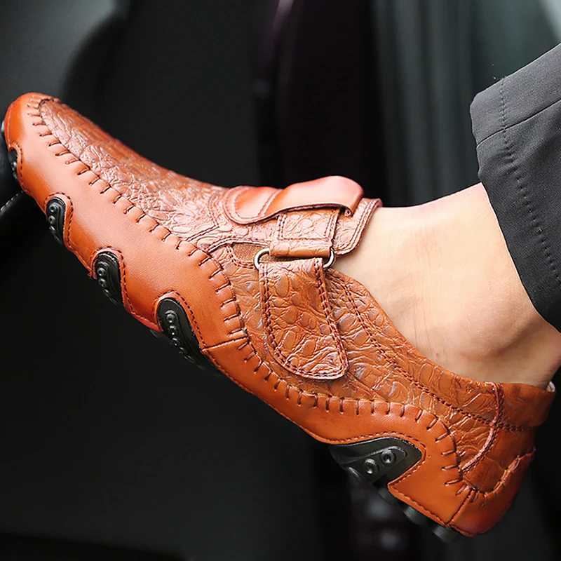 

Men office shoes plus size 45/46/47 hook & loop designer lazy shoes for men soft hard-wearing casual driving shoes