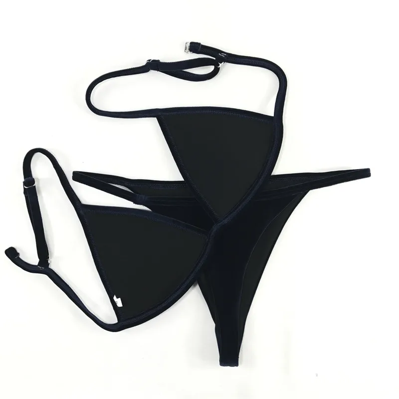 bikini shorts set Velvet Bikini Set 2020 Women Swimsuit Monokini Bodysuit Swimming Suit Bathing Suits Swim Halter Thong Beach Swimwear Cikini bikini set sale
