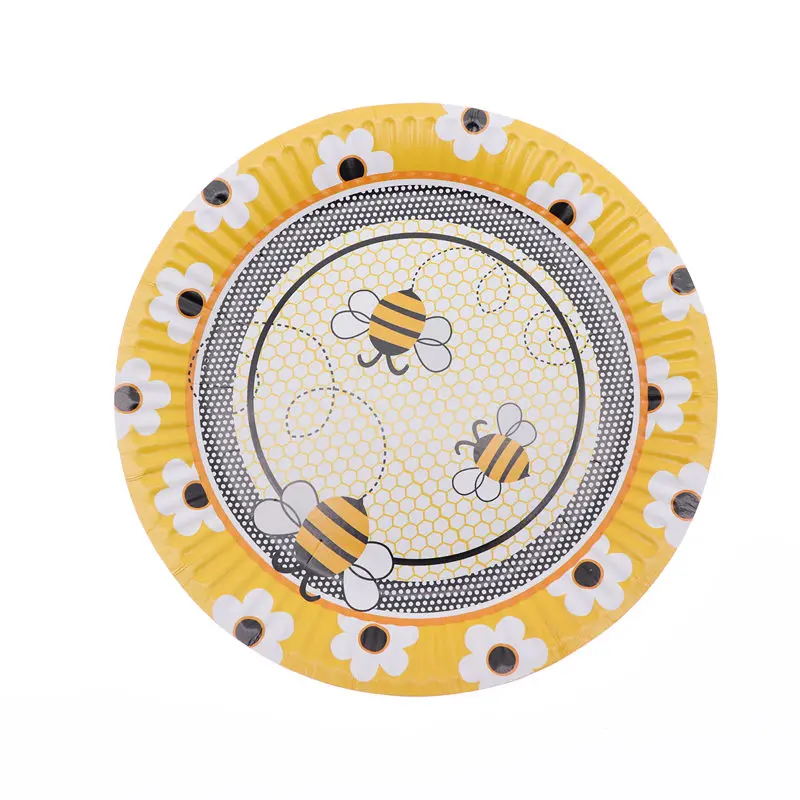 

10pcs/lot Disposable Cartoon Plates Yellow Bee Birthday Party Decoration Adult Kids For Home Baby Shower Supplies