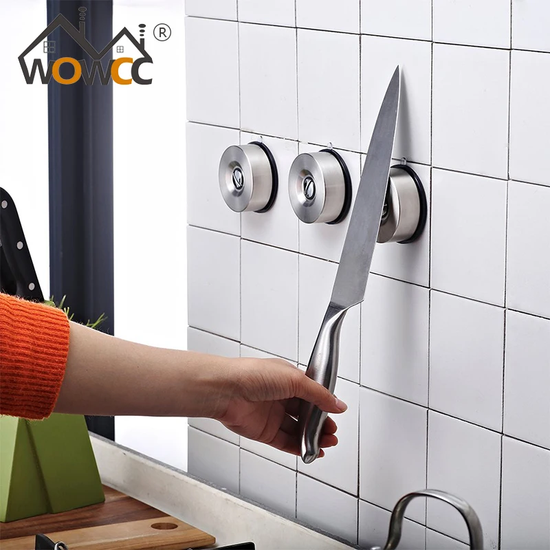 

1pc Powerful Suction Cup Magnetic Knife Holder Stainless Steel Block Magnet Knife Holder Rack Stand Garage no Screws no Holes