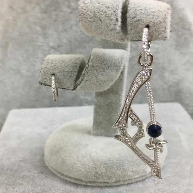 

925 Sterling Silver Micro-inlaid Zircon Fashion Personality Bow Earrings Fits Monaco Jewelry with Women's Gifts