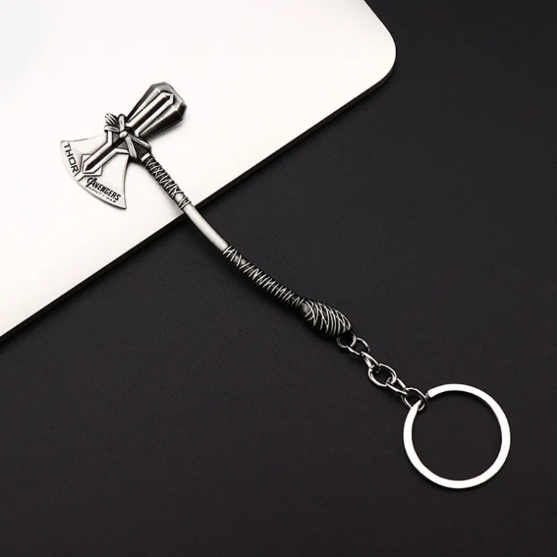 

Thor Hammer Metal Keychain Marvel Avengers Endgame Thanos Weapon Iron Man Key chain For Keys Men Car Women Bag Accessories