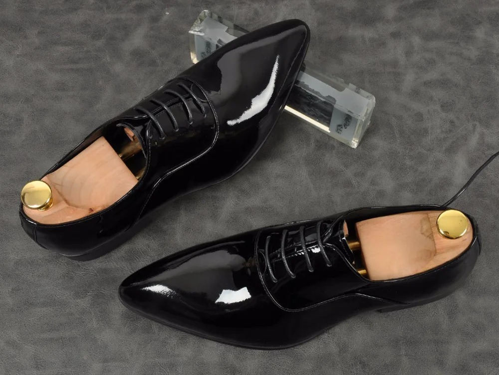 Para Genuino Pie En Pic De Size38 Zapatos Lace up Oficina Hombres Cuero 44 1 Brillante As Del Vestido Moda Hombre Clásico Dedo Punta Plana Oxford Formales OqCSdw