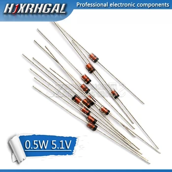 

100PCS 0.5W 5.1V BZX55C5V1 1/2W DO-35 Zener Diodes
