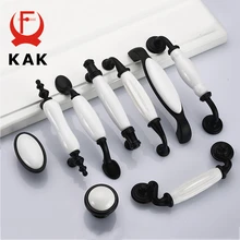 KAK Ceramic Black White Cabinet Handles Drawer Knobs Zinc Alloy Wardrobe Door Handles Pulls Simple European Furniture Handle KAK Ceramic Black White Cabinet Handles Drawer Knobs Zinc Alloy Wardrobe Door Handles Pulls Simple European Furniture Handle