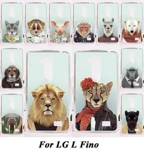 Phone Back Cover For LG L FINO D290 D290N D295 Plastic Phone Case DIY with Cool Animal Tiger Lion Telephone Accessories