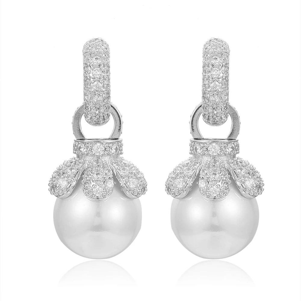 SISCATHY Trendy Color Simulated-pearl Earrings For Women Fashion Cubic Zirconia Jewelry Drop Girls Party | Украшения и аксессуары