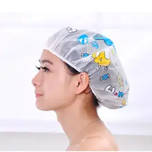 Милые прозрачные банные спа шапки эластичные водонепроницаемые женские головные уборы для женщин удобные милые Мультяшные шапочки для душа Товары для ванной комнаты