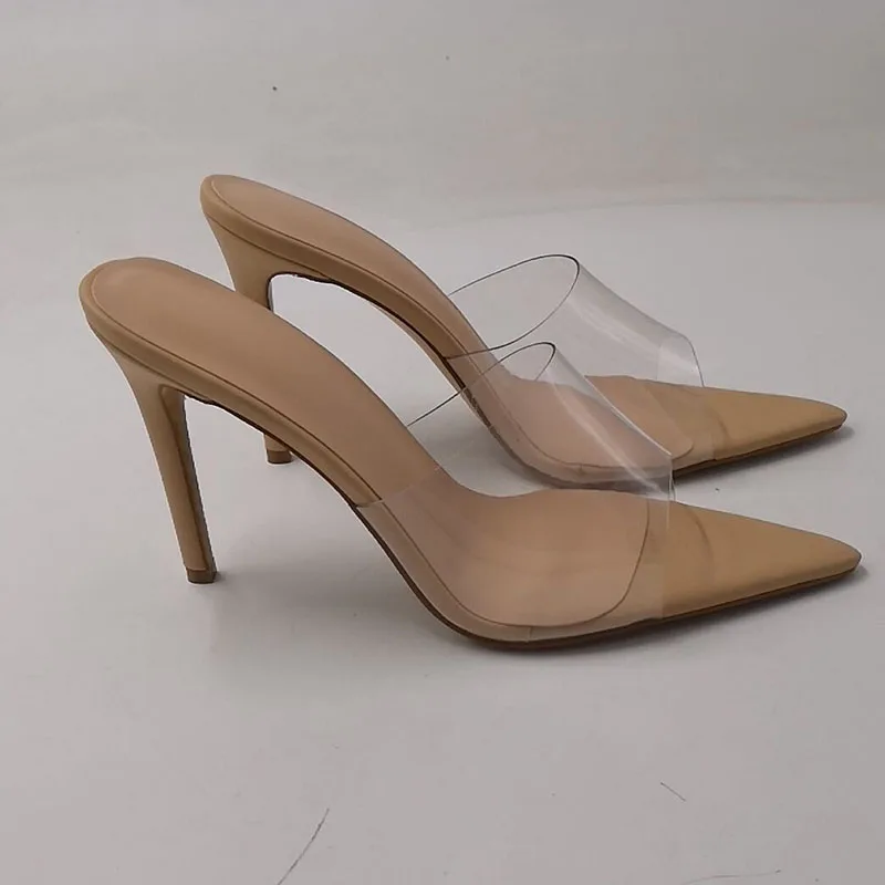 A-BUYBEA; Новинка; женские тапочки из ПВХ; большие размеры 35-43; туфли с острым носком на очень высоком каблуке; женские вечерние туфли