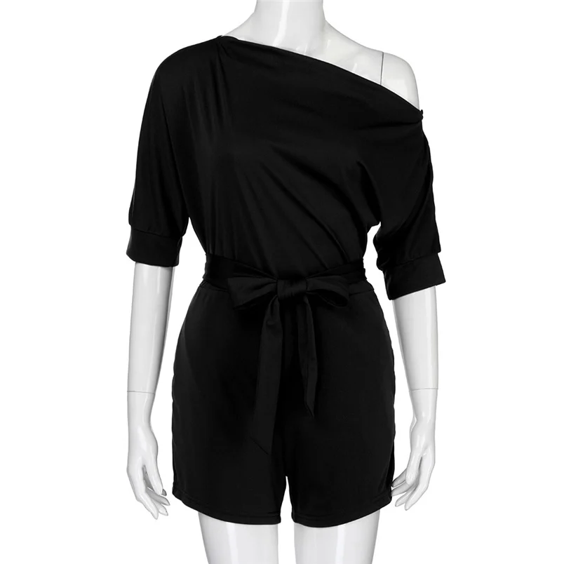 2018 Hot Sale Women's Summer Jumpsuit Sexy Off Shoulder Ruffle Short Romper Fashion Casual Party Jumpsuit  Rompers Holiday #J28 (23)