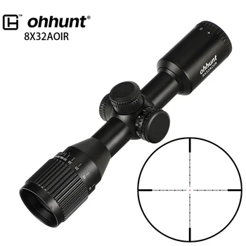 

ohhunt Tactical Optics Sight 8X32 AOIR Compact Scope Mil Dot Illuminated Reticle Riflescope Turrets Reset Hunting Riflescopes