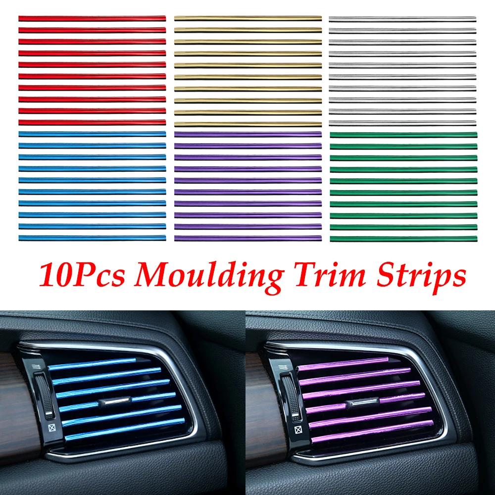 

10 Pcs Chrome Styling Moulding Air Conditioner Outlet Grille Decoration U Shape DIY Car Air Vent Trim Strip Car-styling