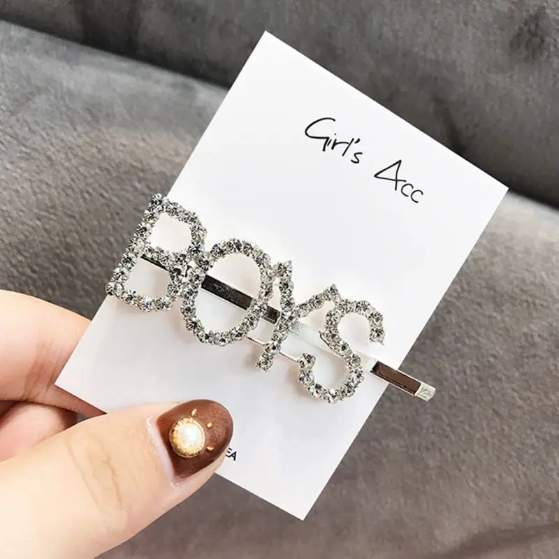 English Letter Hairpin Barrette Rhinestone Alloy Personality Word Women Girls Hair Clips Hairclip Hair Accessories For Hair