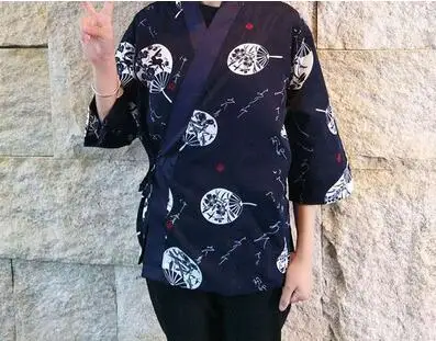 Мужской японский в Корейском стиле шеф-повар кимоно-Униформа суши рубашка повара средний рукав Ресторан Кухня официант Спецодежда - Цвет: 3