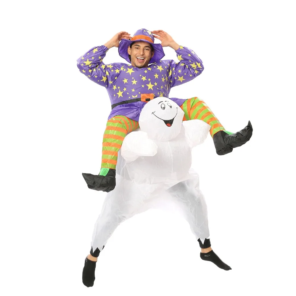 Ghost Rider Halloween Scary Costume Adult Inflatable Blow Up Suit Carnival Party