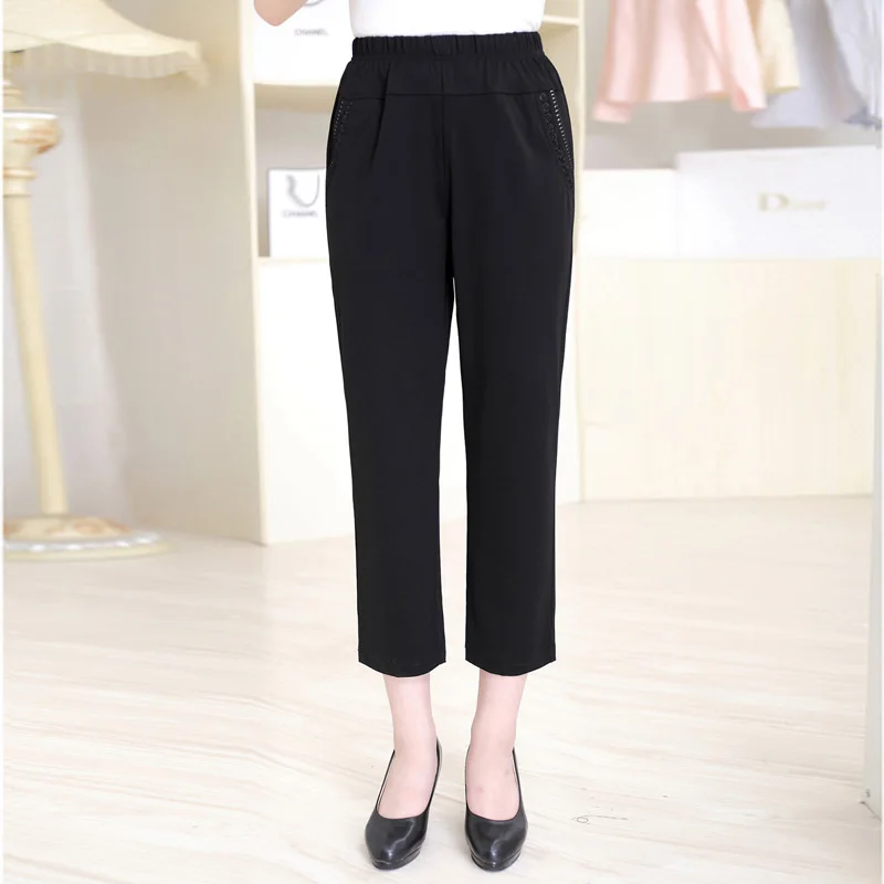 Cintura caqui Media Invierno Negro Pantalones Alta Nueva Vieja Tamaño Mujeres Y Elástico Casuales Llegada Más P016 Zq8p8