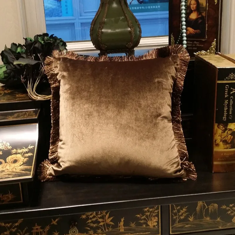 

Brown lace super soft Velvet Decorative Cushion Pillow case