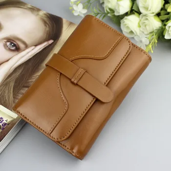 

High Quality Genuine Leather Women Wallet Short Small Coin Purse Fashion Female Clutch Vintage 3 Fold Ladies Leather Wallet Rfid
