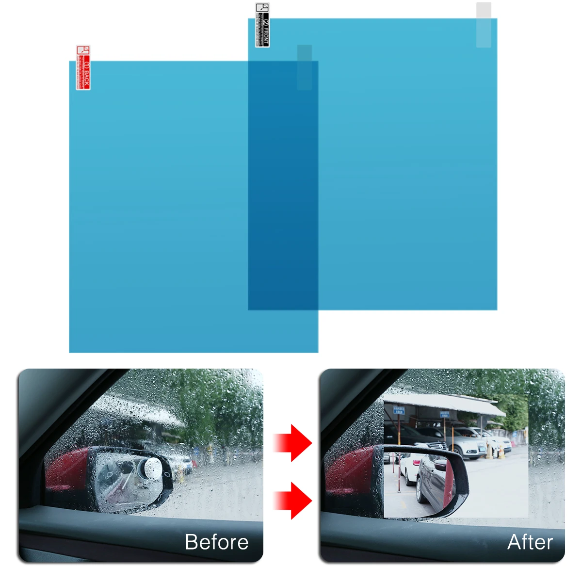 2Pcs/set 170*200mm Anti Water Fog Mist Film Rainproof Car Rearview Mirror Window Film Universal For All Cars