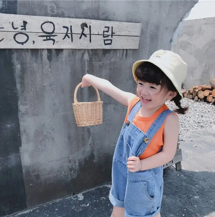 

2019 New Fashion Girls Boys Denim Overalls Summer Kids Shorts 1-6t PT766