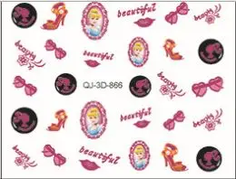 Disney Children's Sticker Princess Nail Sticker Nail Art 3D Nail Sticker blue dress Toys - Цвет: QJ-3D-866