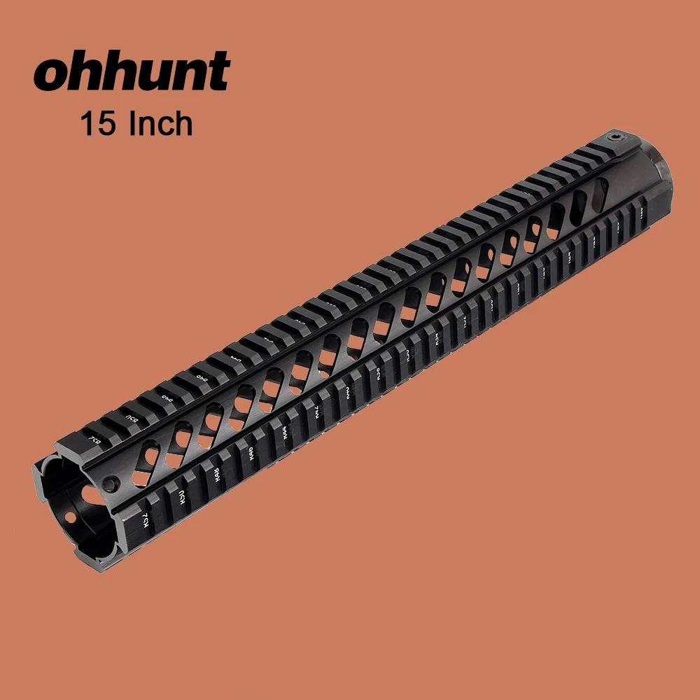 

ohhunt Tactical 15 Inch Free Float Quad Handguard Four Side Rail Mount Picatinny Rail Base for Carbine Length AR15 M16 M4 Rifles