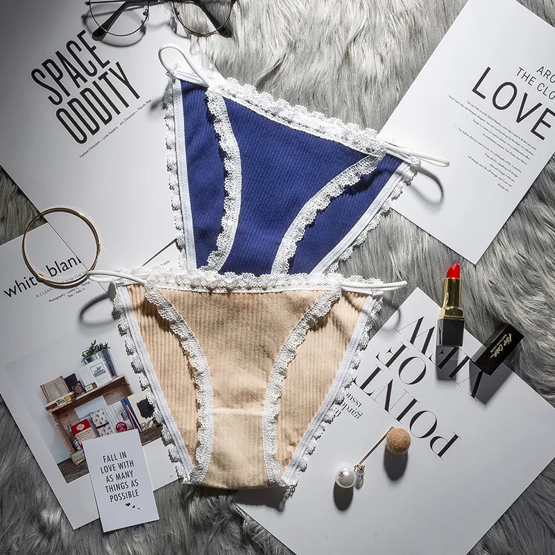 

New line cotton ladies underwear comfortable breathable thin belt sexy lace low waist cotton antibacterial ladies underwear