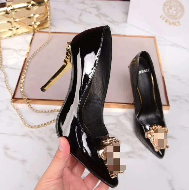 

Summer new pointy fashion fine-heeled leather shallow sexy high heeled shoes