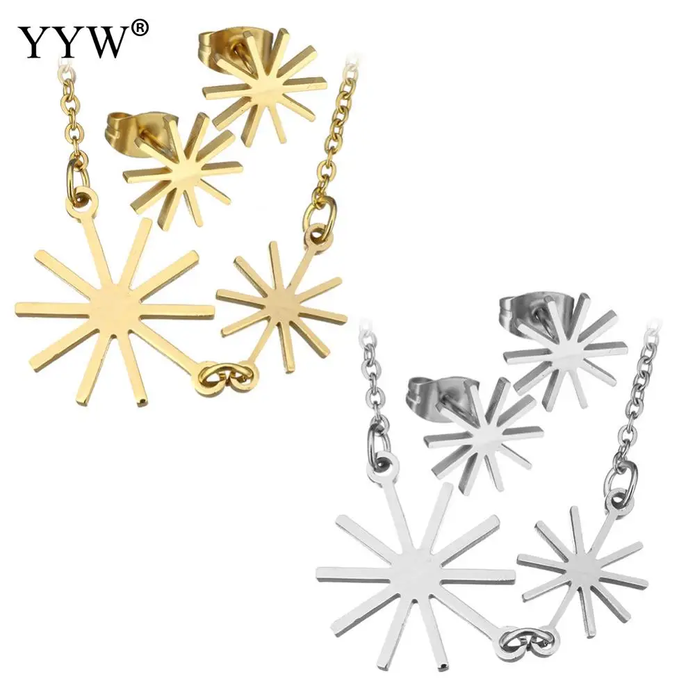 

Fashion 316l Stainless Steel Set Women Bridal Jewelry Sets Snowflake Gold-Color Crystal Wedding Jewelry Set For Party Gifts
