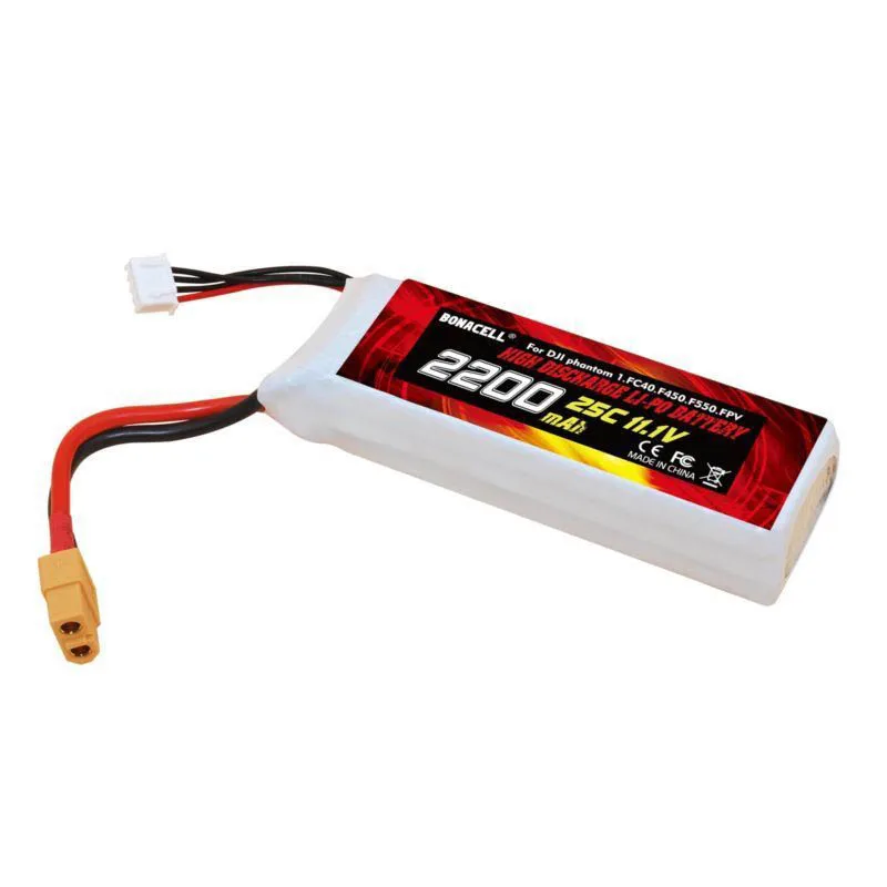 

BATTOOL 11.1V Lipo Li-Po Battery 25C XT60 Plug Battery for DJI Phantom FC40 F45 F550 2200mAh