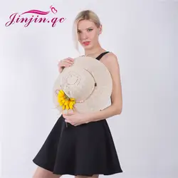 Jinjin. QC 2019 Новая мода кепки с хризантемы большой край дамы летняя соломенная шляпа для женщин тенты женские солнцезащитные пляжные шляпы и s
