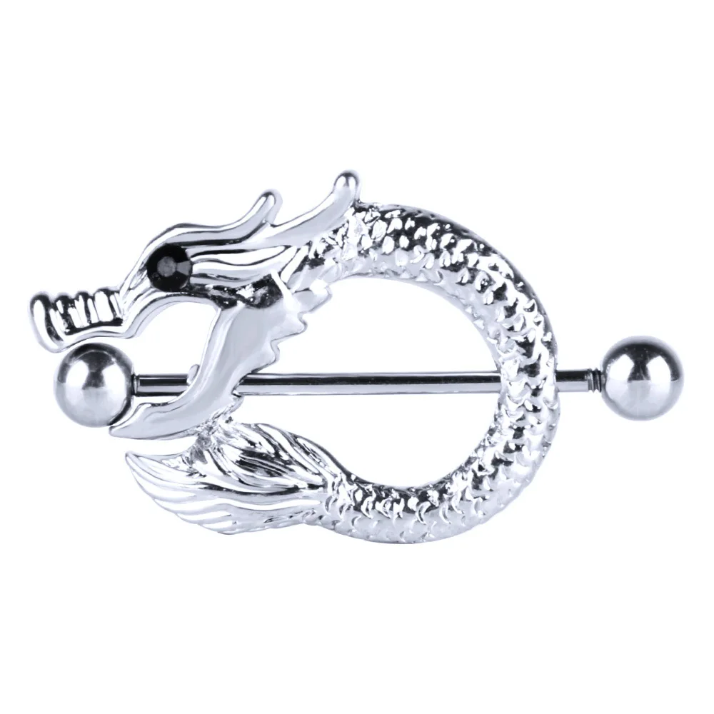 Dragon Nipple Ring Shield 14G