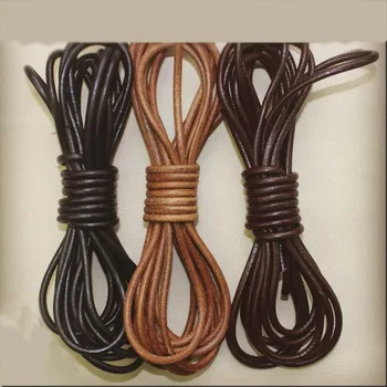 

2meter/lot Genuine Leather Cord for Bracelet Jewelry Making Brown Black Round Cow Leather Rope 1.5/2/3/4/5/6/8mm Solid String