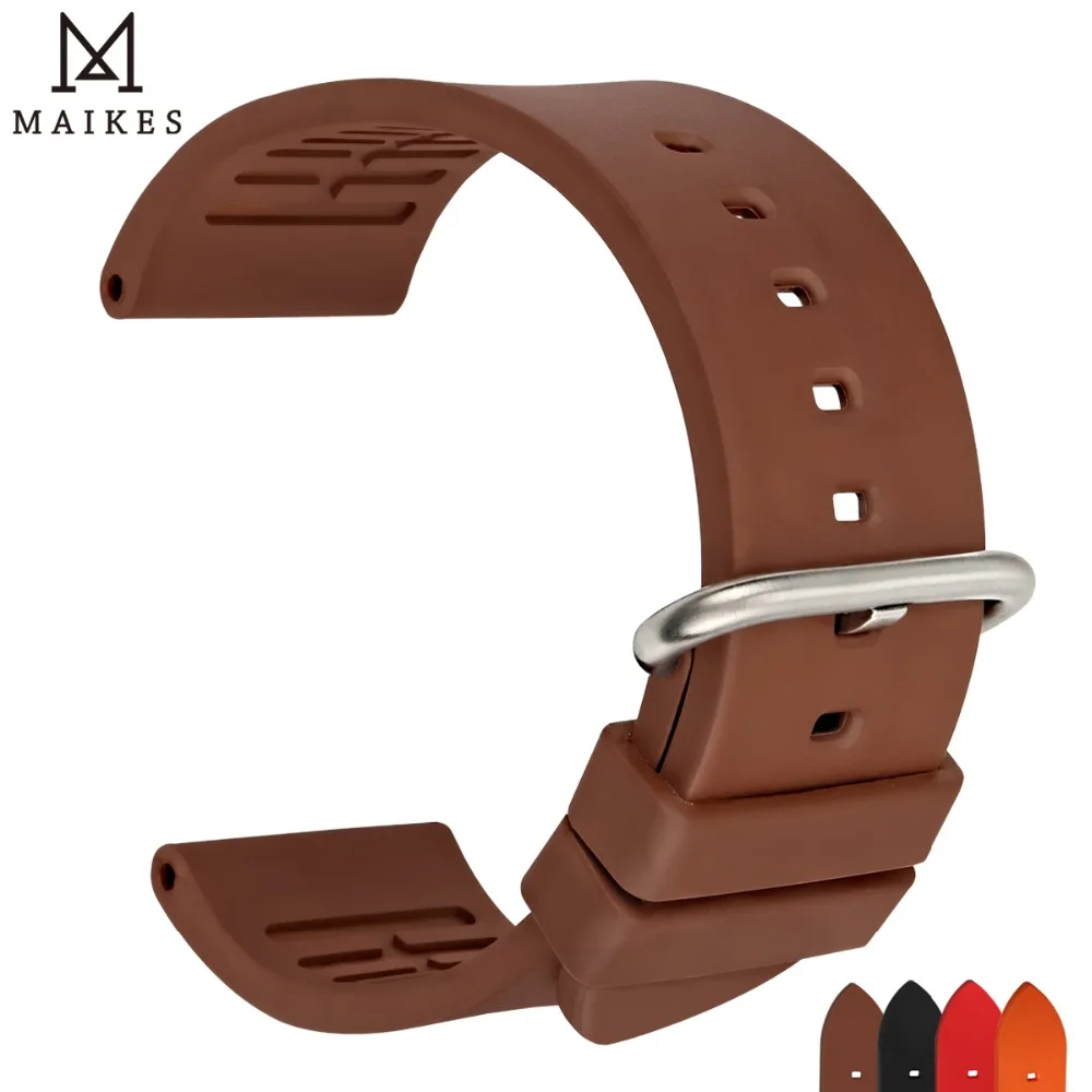 

MAIKES Sport Watch Strap 20mm 22mm 24mm Watch Accessories Fluoro Rubber Watch Band Man Watchband For Fossil Casio MIDO Certina