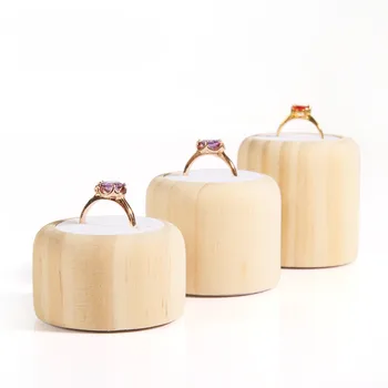 

Lot of 3 New Fashion Solid Wood Sponge Inside Ring display Holder Ring Display Showcase Jewelry Display Stand